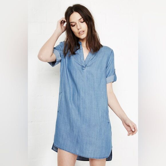 Velvet Heart Chambray Blue Collared Pullover Shirt Dress w/Pockets (Size: Small - Picture 13 of 15